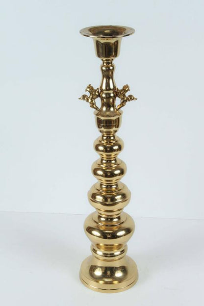 Vintage Mid-Century Chinoiserie Brass Candlesticks with Fu Dogs, 1950