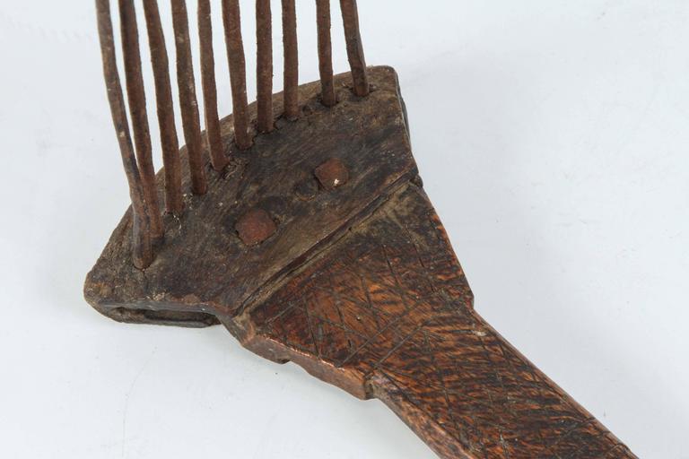 19th Century Hand-Carved Antique Berber Wool Comb from Morocco