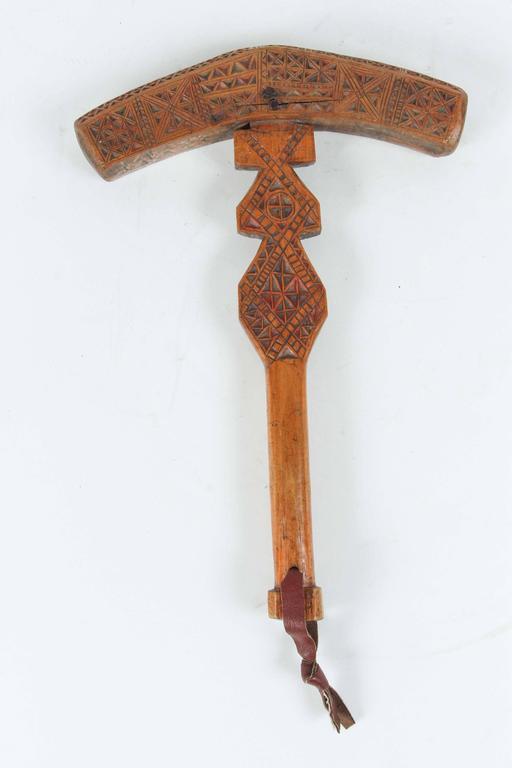 Hand-Carved Moroccan Berber Wooden Sugar Hammer, Folk Art, 1900