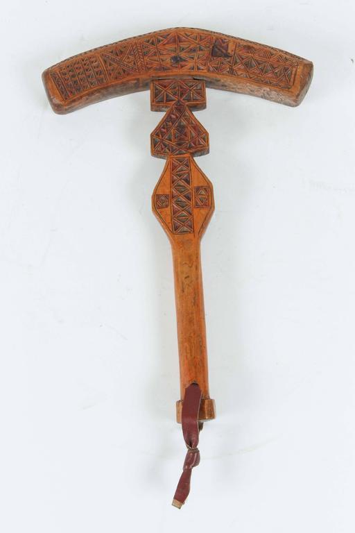 Hand-Carved Moroccan Berber Wooden Sugar Hammer, Folk Art, 1900