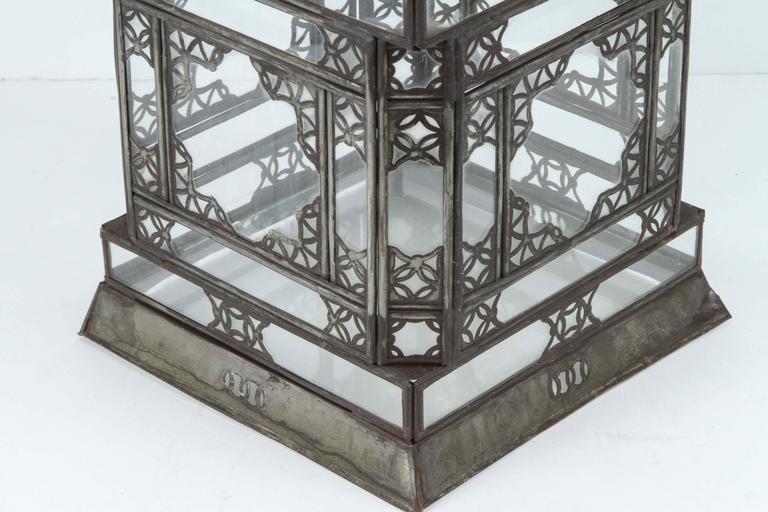 Moroccan Moorish Clear Glass Lantern with Filigree Design