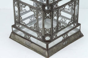 Moroccan Moorish Clear Glass Lantern with Filigree Design