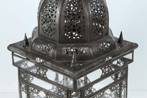 Moroccan Moorish Clear Glass Lantern with Filigree Design