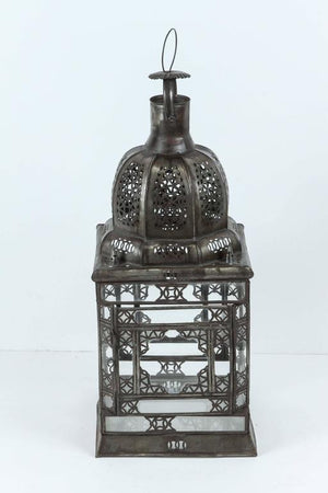 Moroccan Moorish Clear Glass Lantern with Filigree Design