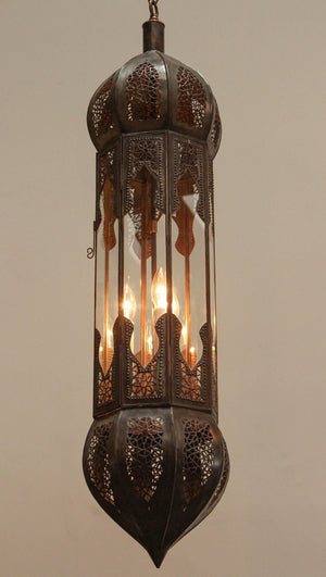 Large Moorish Moroccan Clear Glass Pendant
