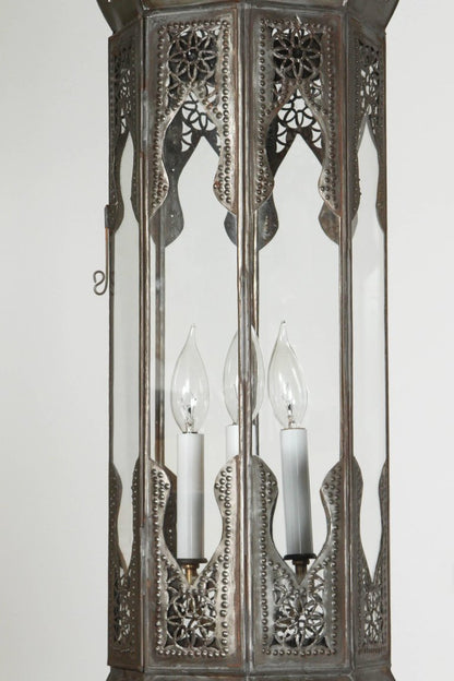 Large Moorish Moroccan Clear Glass Hanging Lantern