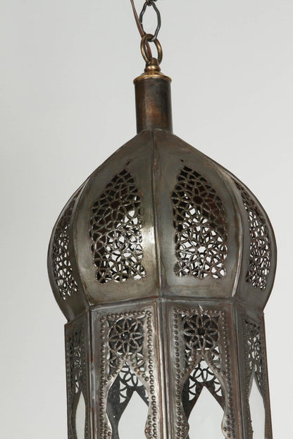 Large Moorish Moroccan Clear Glass Hanging Lantern