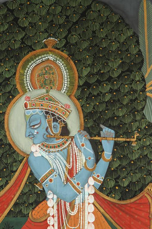 Large Pichhavai Painting of Krishna with Female Gopis Dancing