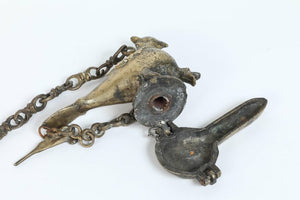 Hanging Bronze Oil Lamp in the Shape of a Bird India