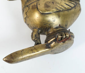 Hanging Bronze Oil Lamp in the Shape of a Bird India