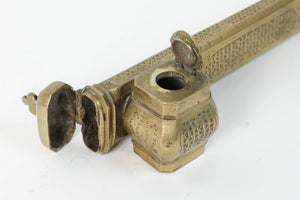 Persian Brass Inkwell Qalamdan with Arabic Calligraphy Writing