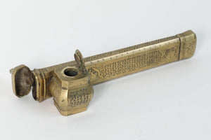 Persian Brass Inkwell Qalamdan with Arabic Calligraphy Writing