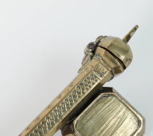 Persian Brass Inkwell Qalamdan with Arabic Calligraphy Writing