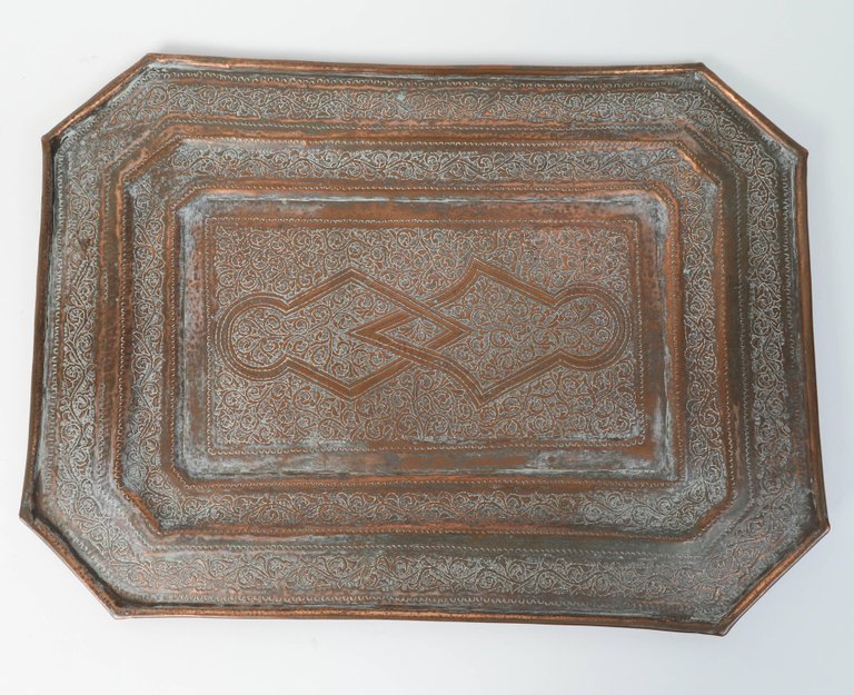Middle Eastern Octagonal Persian Copper Tray Charger