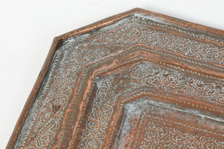 Middle Eastern Octagonal Persian Copper Tray Charger