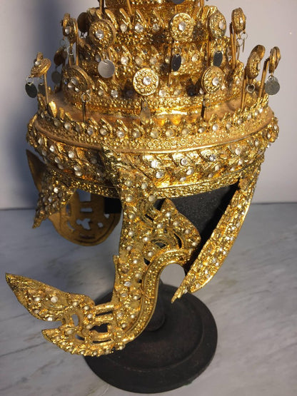 Gilt Thai Ceremonial Headdress, Hand-Crafted Folk Art, 20th Century