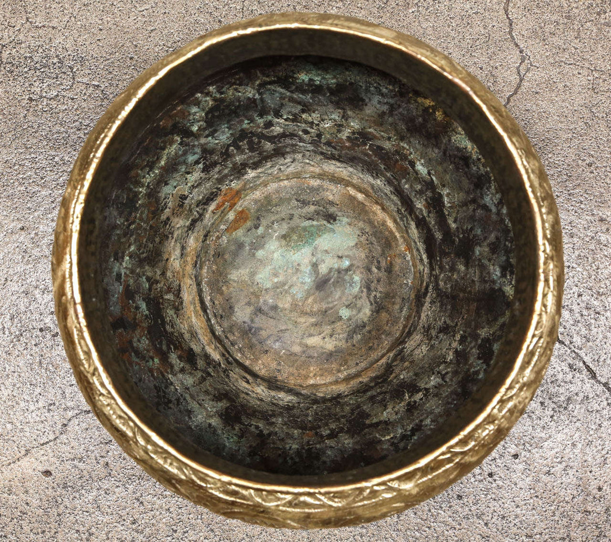 Large Egyptian Mamluk Revival Repoussé Brass Jardinière Cache-pot, 19 in.