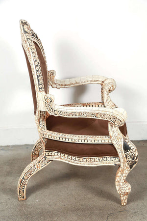 Bone Inlaid Anglo-Indian Armchair