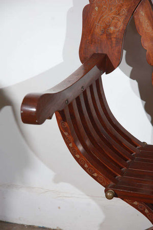 Moorish Syrian Brass Inlaid Armchair