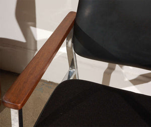 Bauhaus Chrome and Wood Black Armchairs