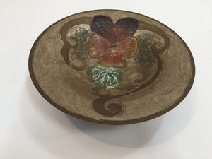 Art Nouveau A. Delbaux Brass Enameled Bowl, Made in France