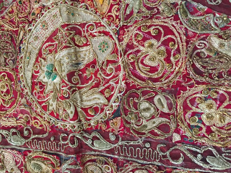 Mughal Hand Embroidered Metal Threaded Tapestry from Rajasthan, India