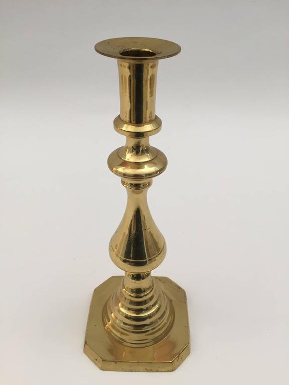 Pair of Vintage Polished Brass Candlesticks