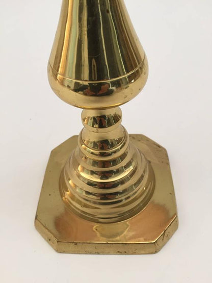 Pair of Vintage Polished Brass Candlesticks
