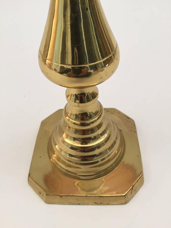 Pair of Vintage Polished Brass Candlesticks