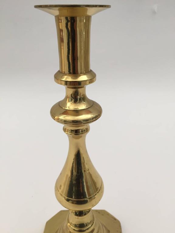 Pair of Vintage Polished Brass Candlesticks
