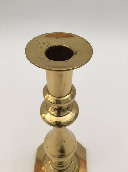 Pair of Vintage Polished Brass Candlesticks