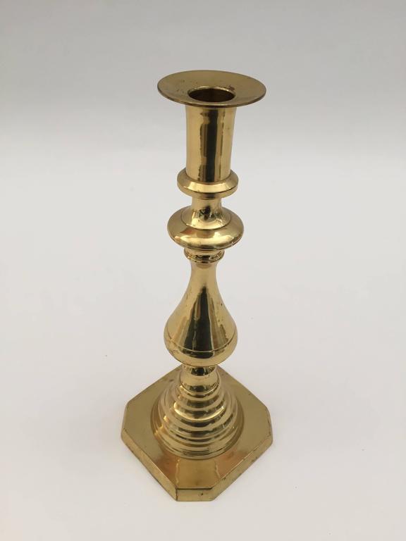 Pair of Vintage Polished Brass Candlesticks