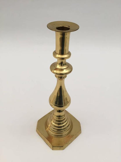 Pair of Vintage Polished Brass Candlesticks