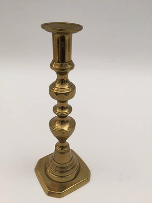 19th C. Pair of Victorian English Brass Beehive Candlesticks