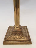 Pair of Antique Victorian Brass Candlesticks Square Base