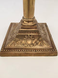 Pair of Antique Victorian Brass Candlesticks Square Base