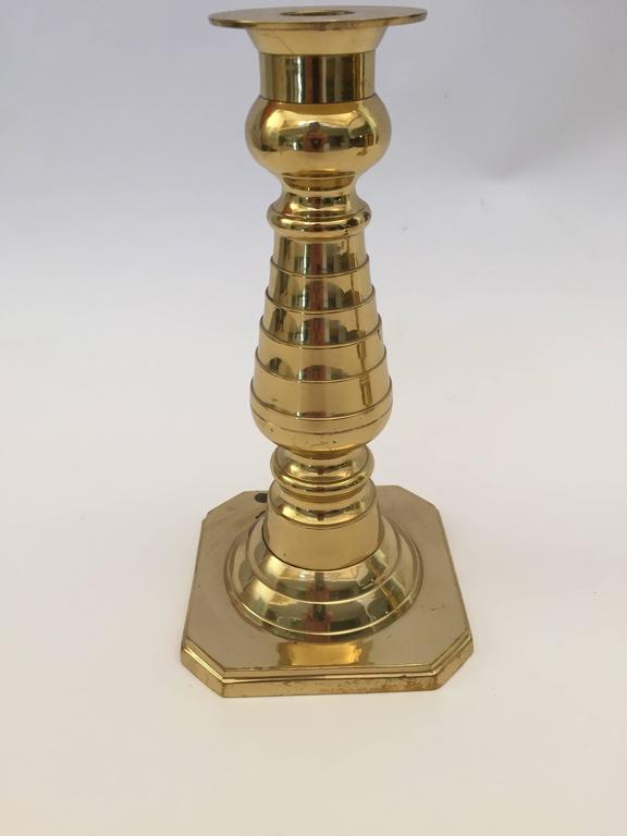 Victorian Brass Candlesticks, Push Up Design, England, 1920