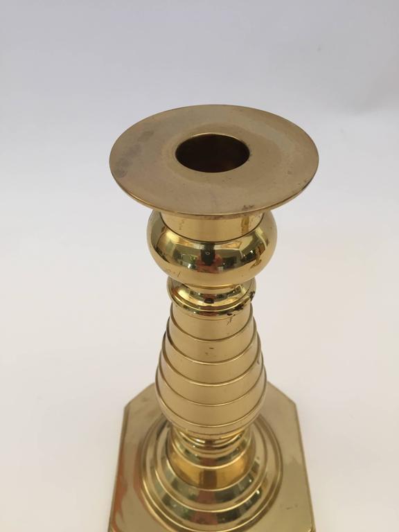 Victorian Brass Candlesticks, Push Up Design, England, 1920
