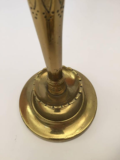 Pair of French 19th C. Hand Tooled Brass Candlesticks