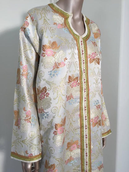 Moroccan Kaftan in Lame Brocade Fabric Size L to XL