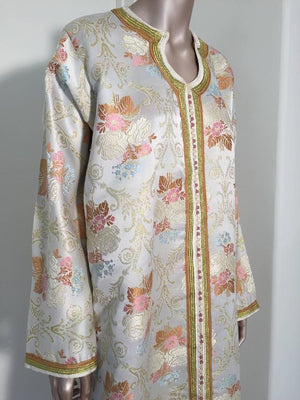 Moroccan Kaftan in Lame Brocade Fabric Size L to XL