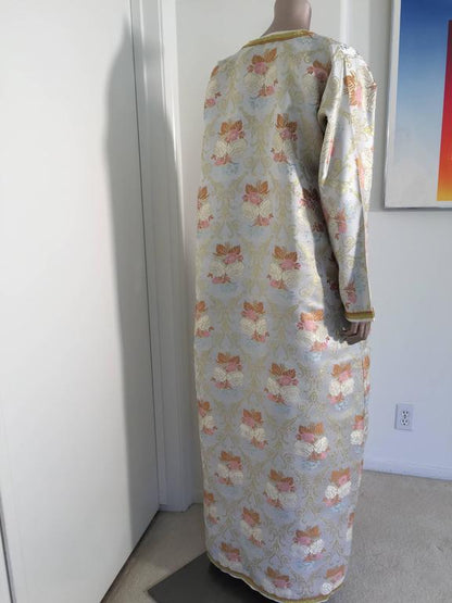Moroccan Kaftan in Lame Brocade Fabric Size L to XL