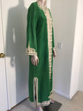 Moroccan Caftan Emerald Green Silk Kaftan Size S to M
