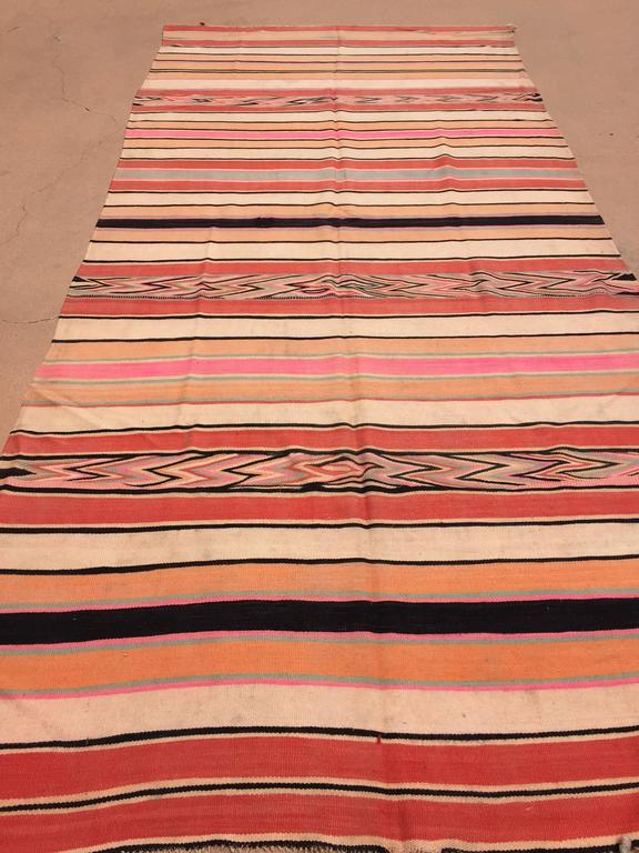 Vintage Moroccan Berber Striped Wool Kilim Rug, 5'4" x 11'6"