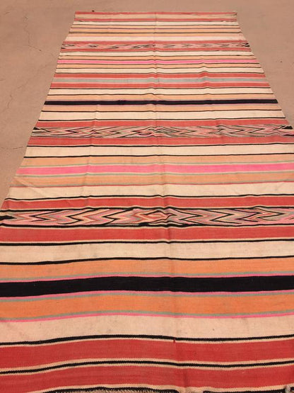 Vintage Moroccan Berber Striped Wool Kilim Rug, 5'4" x 11'6"