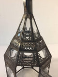 Moroccan Moorish Metal and Clear Glass Candle Lantern