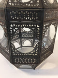 Moroccan Moorish Metal and Clear Glass Candle Lantern