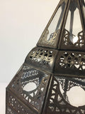 Moroccan Moorish Metal and Clear Glass Candle Lantern