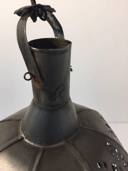 Vintage Moroccan Moorish Octagonal Metal and Glass Candle Lantern