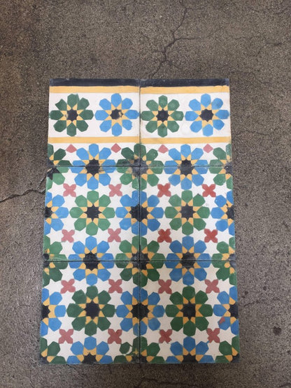 Moroccan Encaustic Cement Tile Border with Fez Design